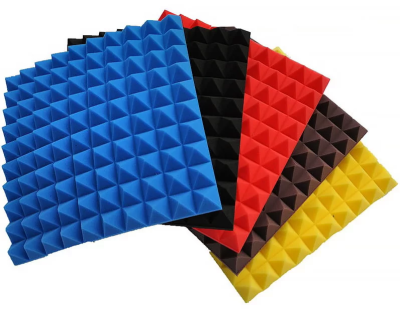 Renkli Akustik Piramit Süngeri Flok Kaplı 40mm 50X50