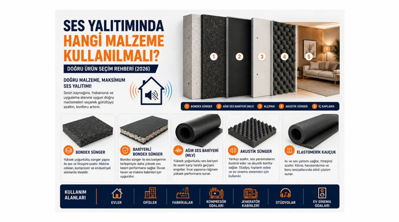 Ses Yalıtımında Hangi Malzeme Kullanılmalı? Doğru Ürün Seçim Rehberi (2026)