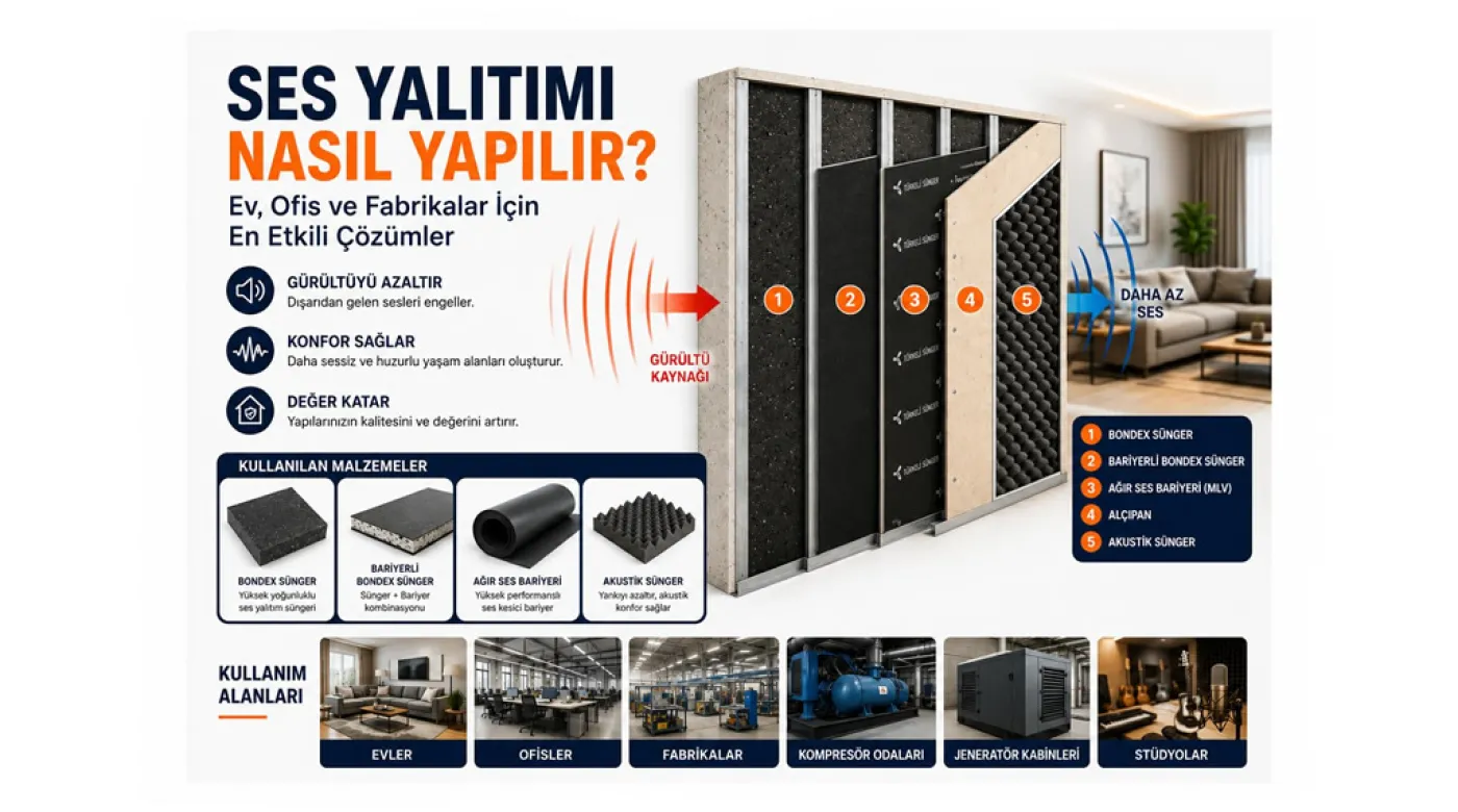 Ses Yalıtımı Nasıl Yapılır? Ev, Ofis ve Fabrikalar İçin En Etkili Yöntemler (2026 Rehberi)